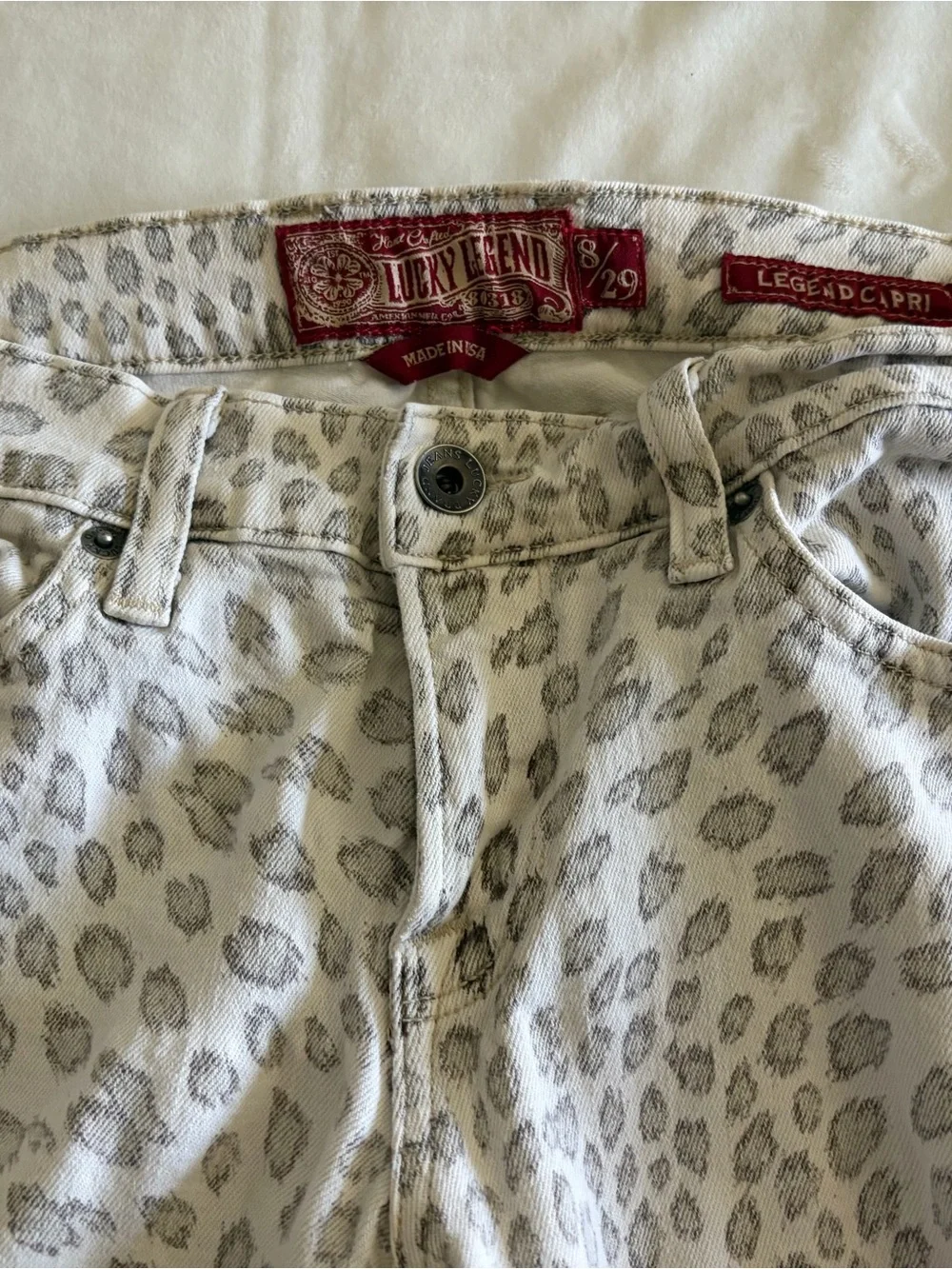 Lucky Brand Beige Leopard Print Skinny Jeans